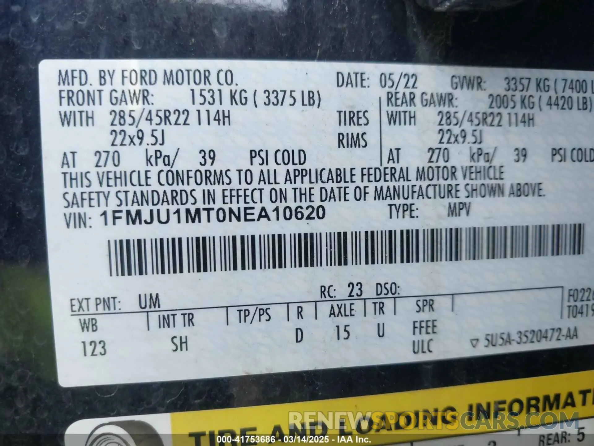 9 Фотография поврежденного автомобиля 1FMJU1MT0NEA10620 FORD EXPEDITION 2022