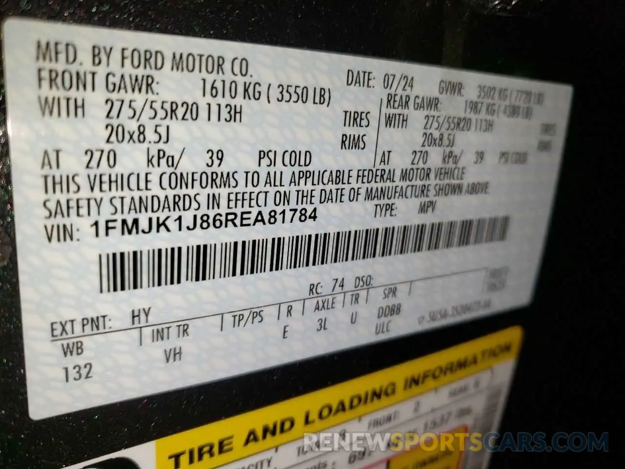 13 Фотография поврежденного автомобиля 1FMJK1J86REA81784 FORD EXPEDITION 2024
