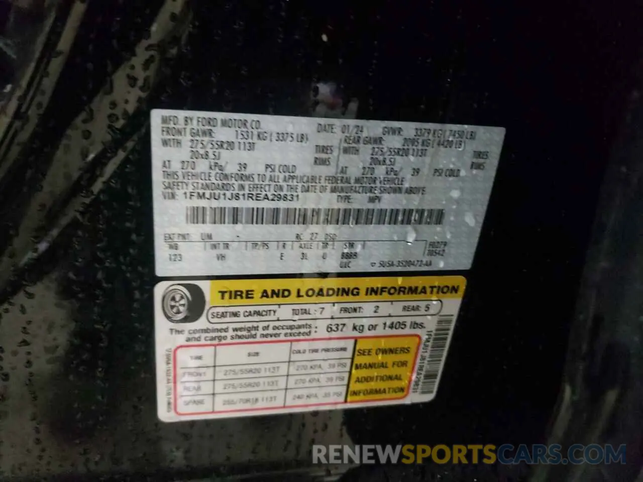 14 Photograph of a damaged car 1FMJU1J81REA29831 FORD EXPEDITION 2024