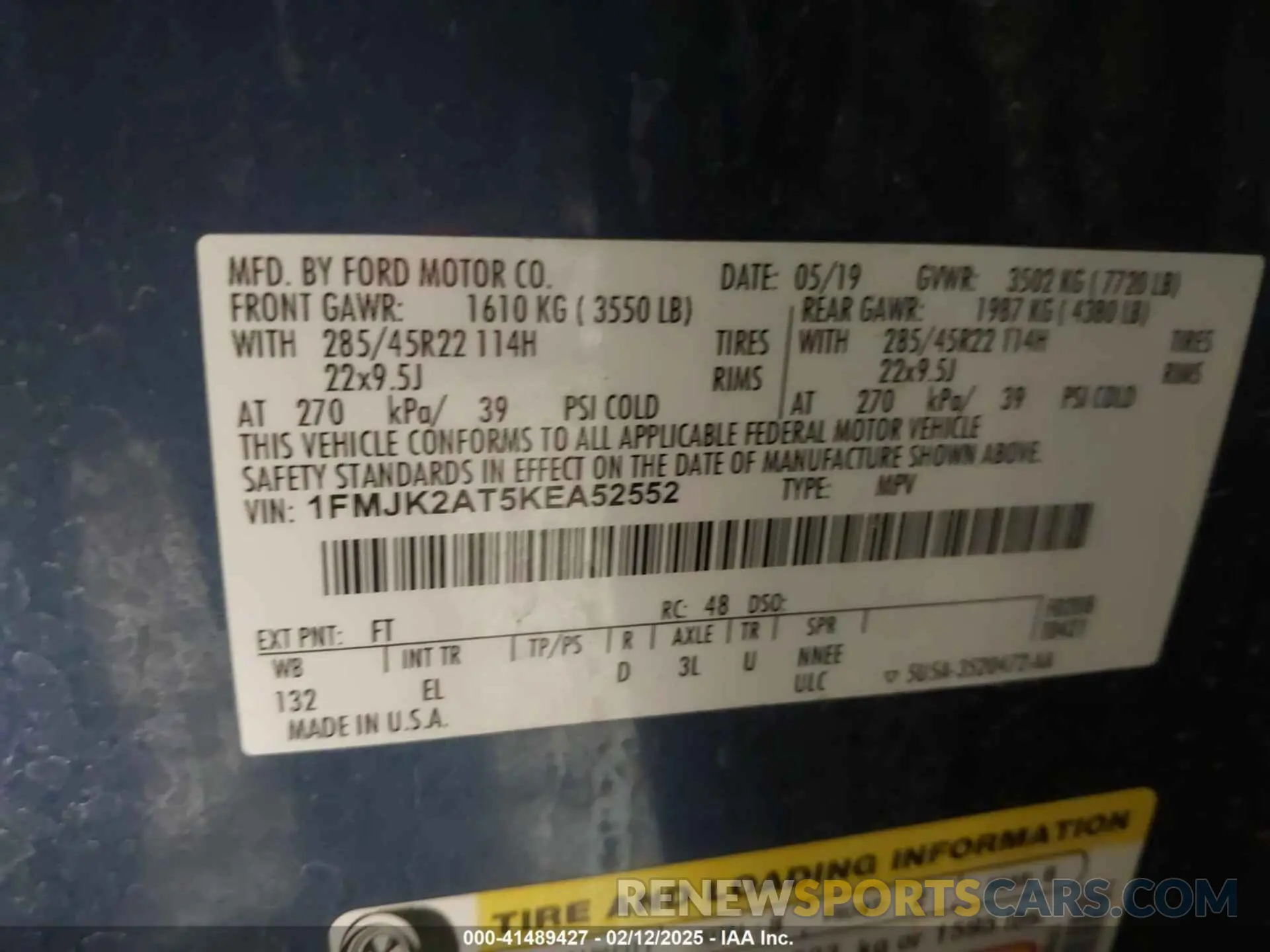 9 Фотография поврежденного автомобиля 1FMJK2AT5KEA52552 FORD EXPEDITION MAX 2019