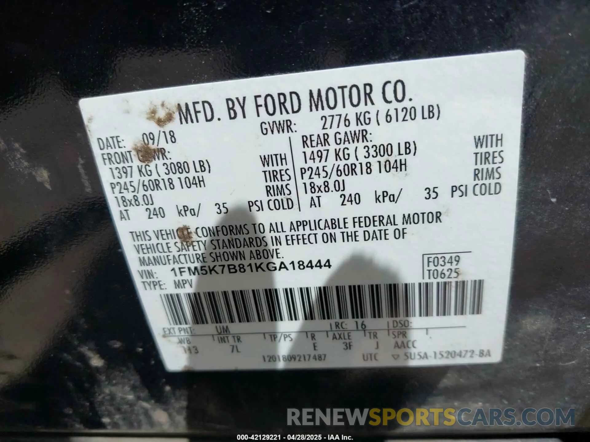 9 Photograph of a damaged car 1FM5K7B81KGA18444 FORD EXPLORER 2019