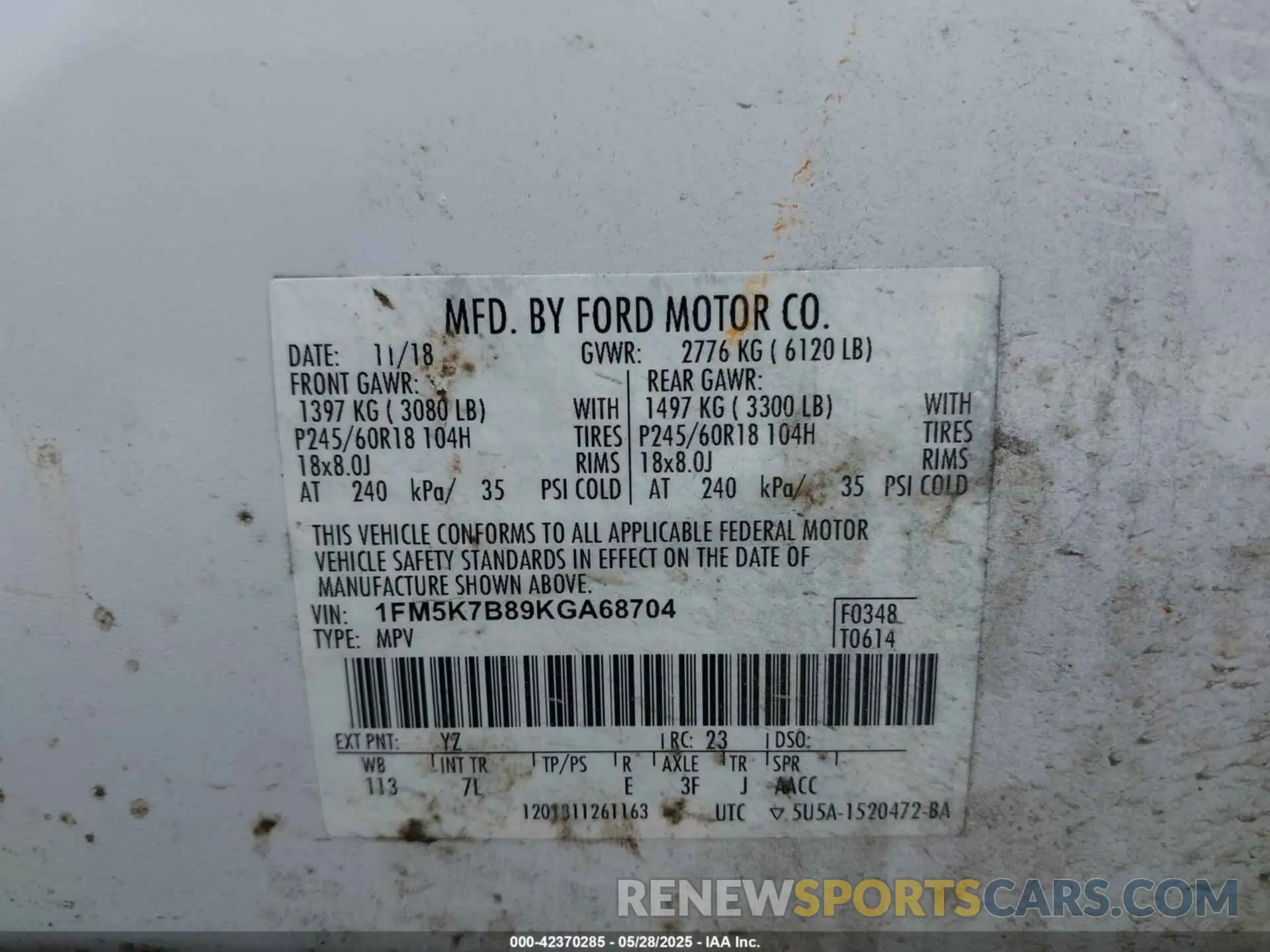 9 Photograph of a damaged car 1FM5K7B89KGA68704 FORD EXPLORER 2019