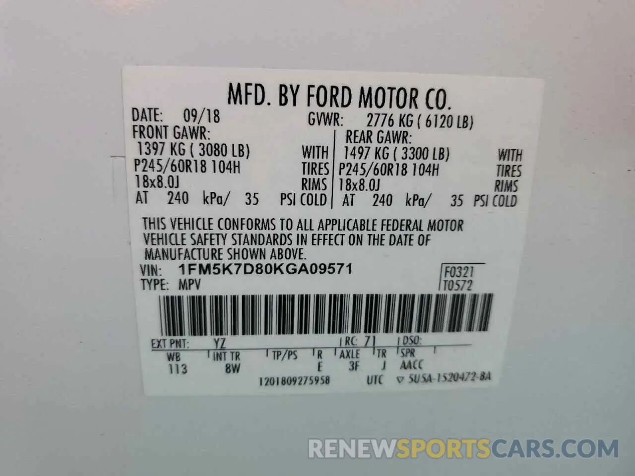 14 Фотография поврежденного автомобиля 1FM5K7D80KGA09571 FORD EXPLORER 2019