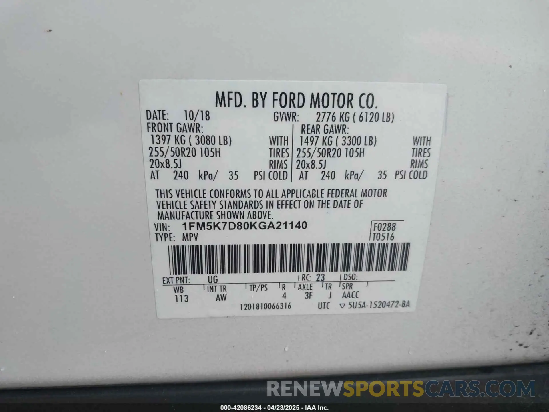9 Photograph of a damaged car 1FM5K7D80KGA21140 FORD EXPLORER 2019