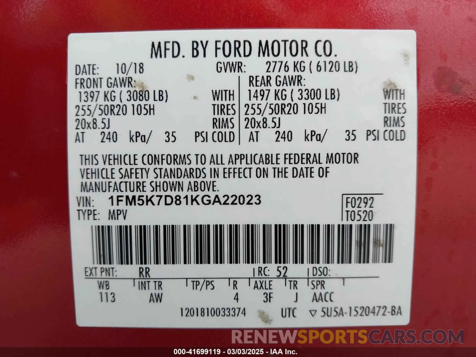 9 Photograph of a damaged car 1FM5K7D81KGA22023 FORD EXPLORER 2019