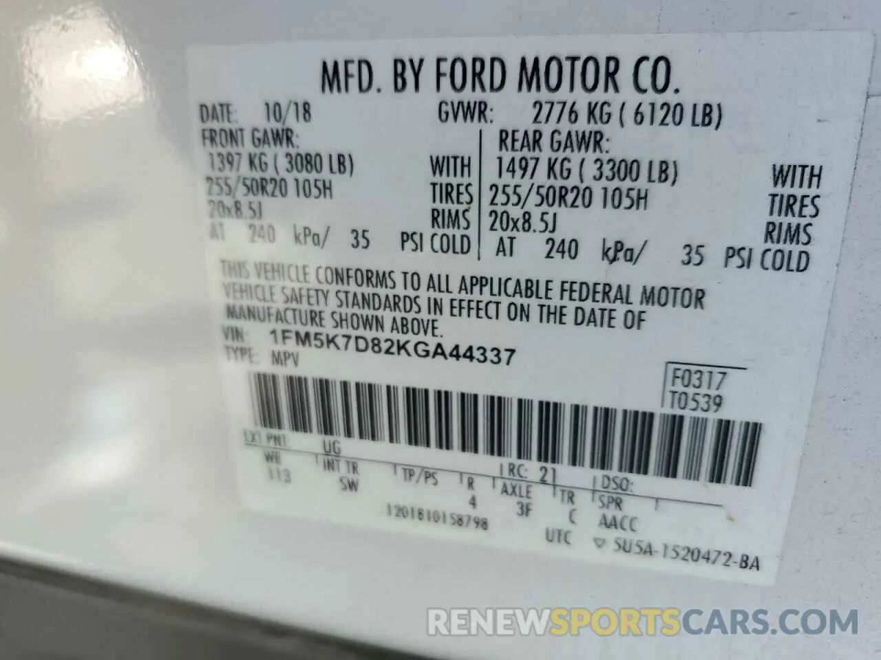 13 Фотография поврежденного автомобиля 1FM5K7D82KGA44337 FORD EXPLORER 2019