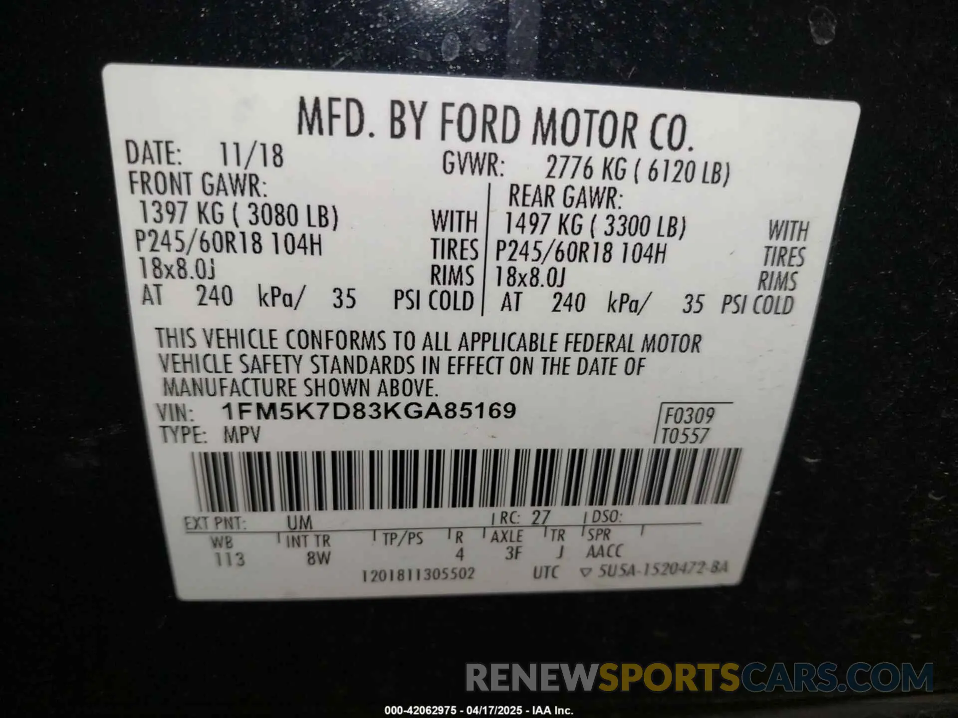 9 Фотография поврежденного автомобиля 1FM5K7D83KGA85169 FORD EXPLORER 2019