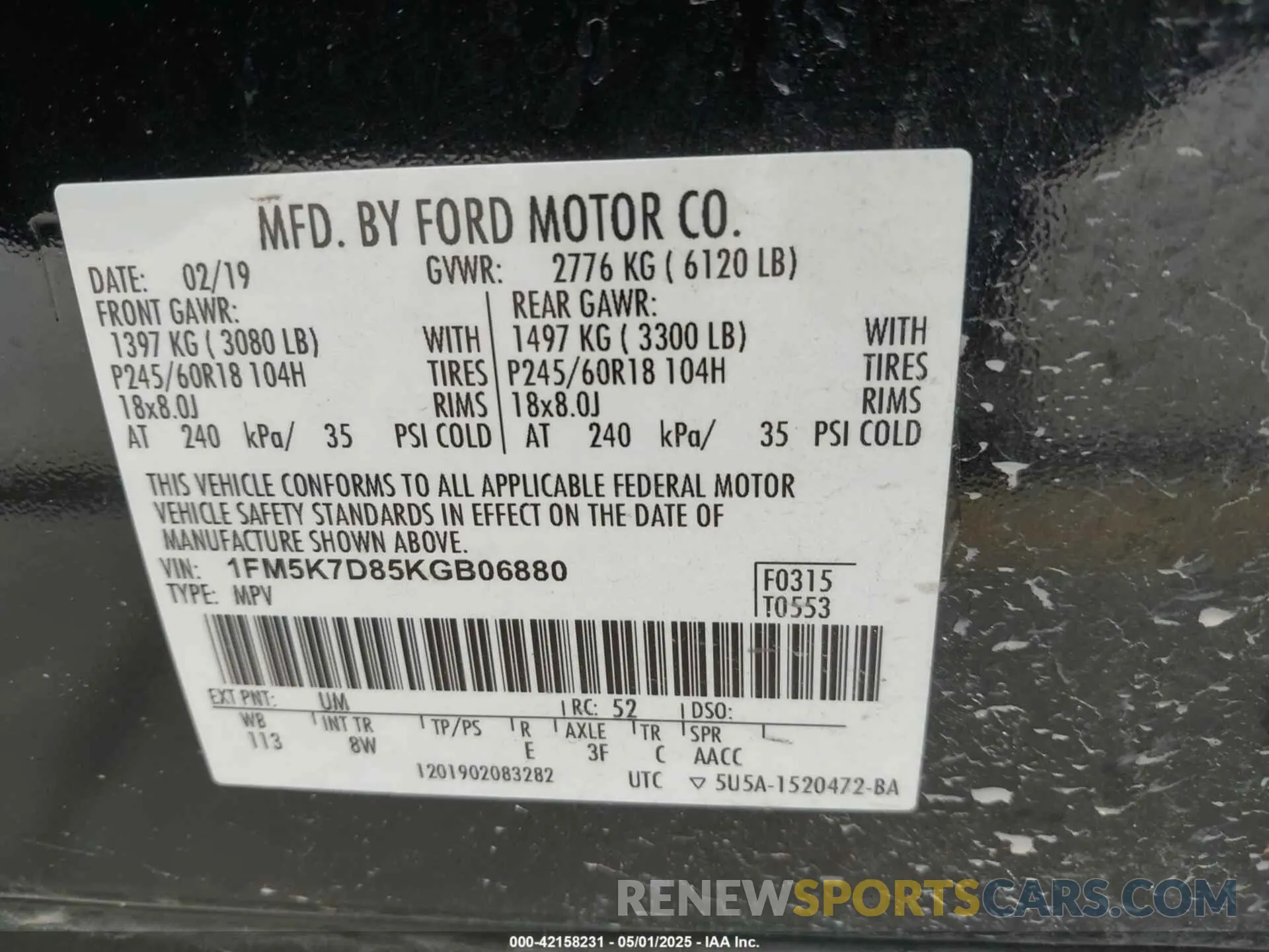 9 Photograph of a damaged car 1FM5K7D85KGB06880 FORD EXPLORER 2019