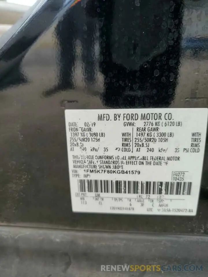 13 Photograph of a damaged car 1FM5K7F80KGB41579 FORD EXPLORER 2019