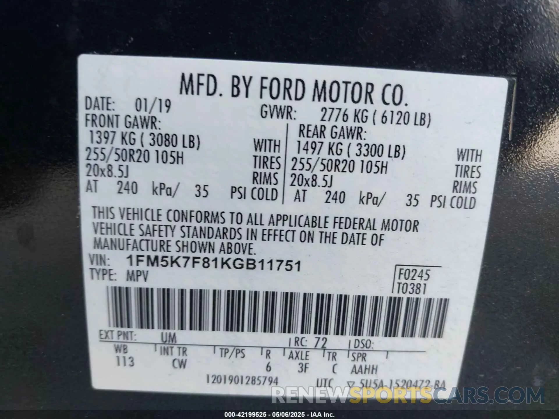 9 Photograph of a damaged car 1FM5K7F81KGB11751 FORD EXPLORER 2019