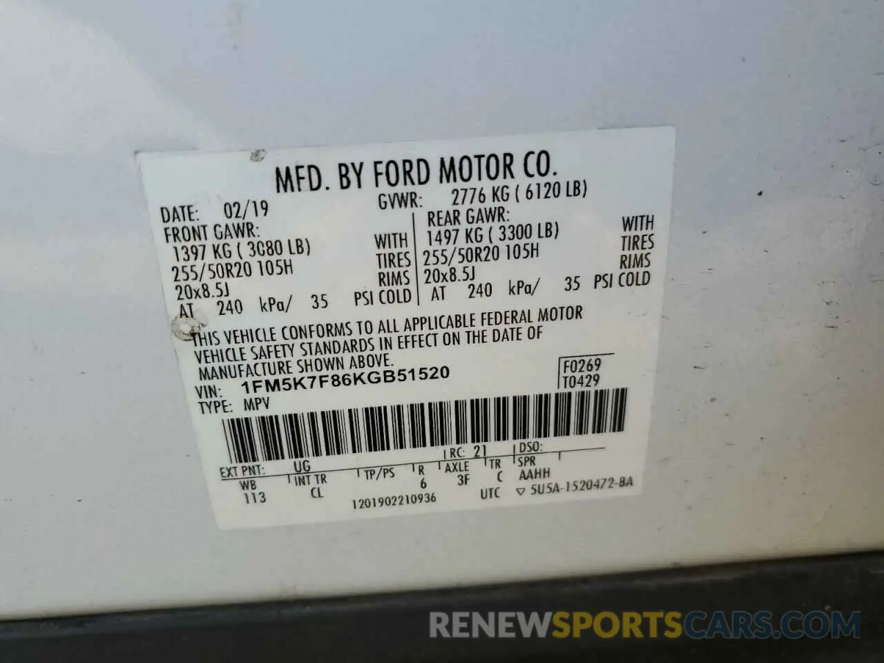 14 Фотография поврежденного автомобиля 1FM5K7F86KGB51520 FORD EXPLORER 2019