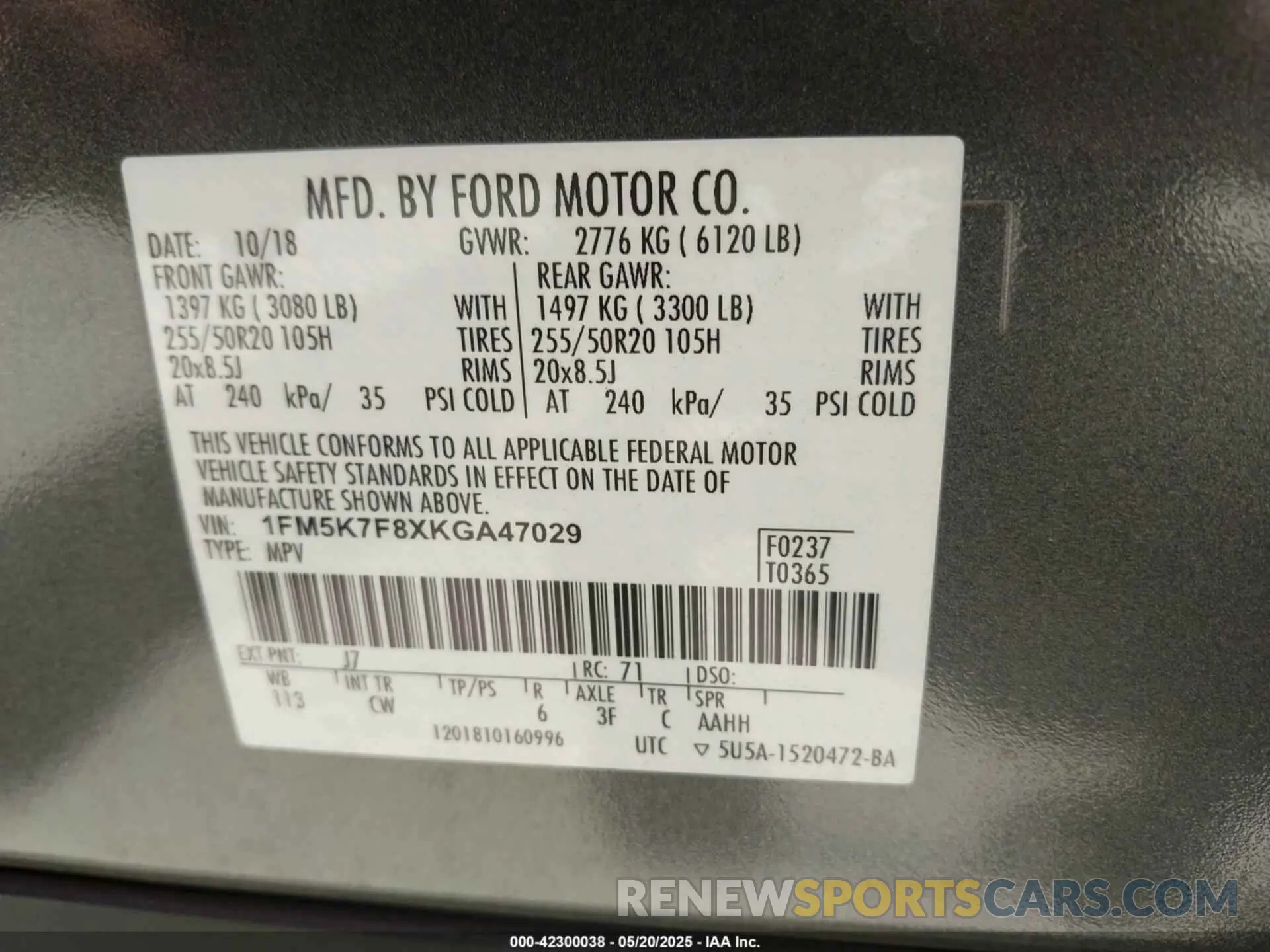 9 Photograph of a damaged car 1FM5K7F8XKGA47029 FORD EXPLORER 2019