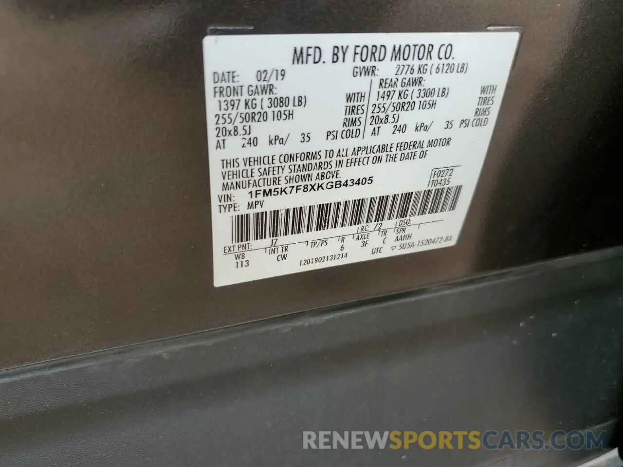 15 Photograph of a damaged car 1FM5K7F8XKGB43405 FORD EXPLORER 2019