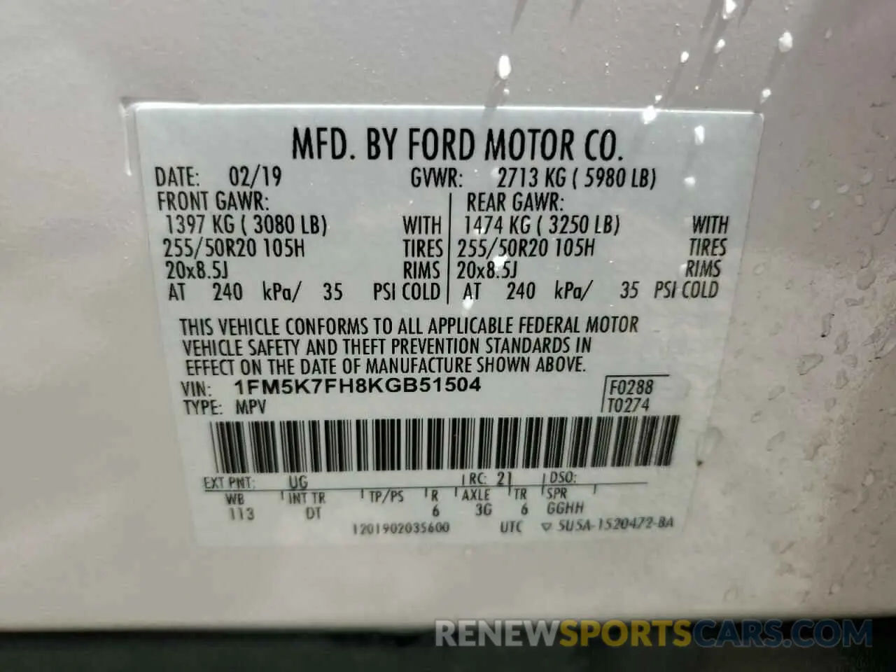 14 Photograph of a damaged car 1FM5K7FH8KGB51504 FORD EXPLORER 2019