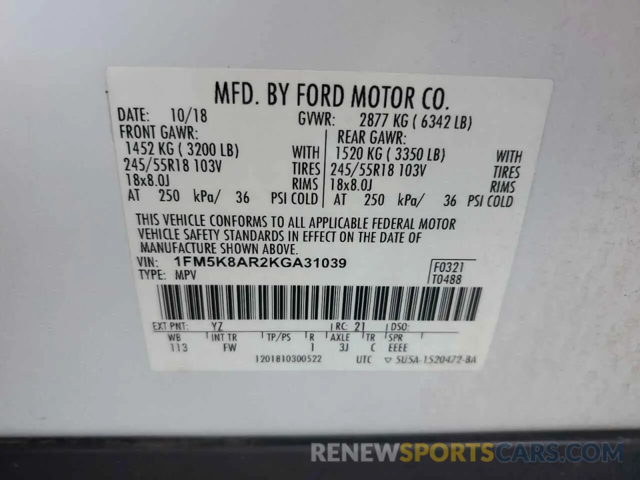 12 Фотография поврежденного автомобиля 1FM5K8AR2KGA31039 FORD EXPLORER 2019
