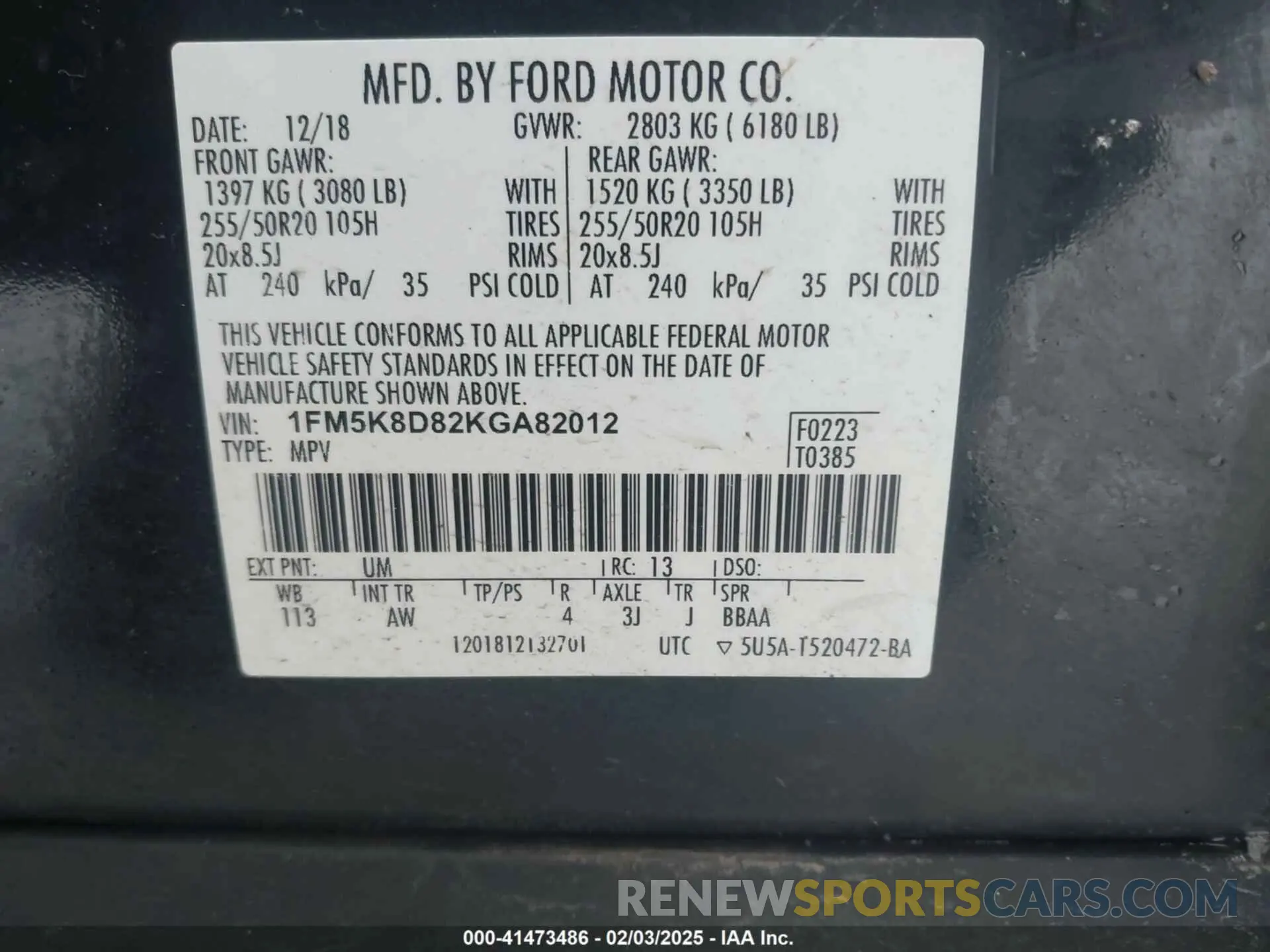 9 Фотография поврежденного автомобиля 1FM5K8D82KGA82012 FORD EXPLORER 2019