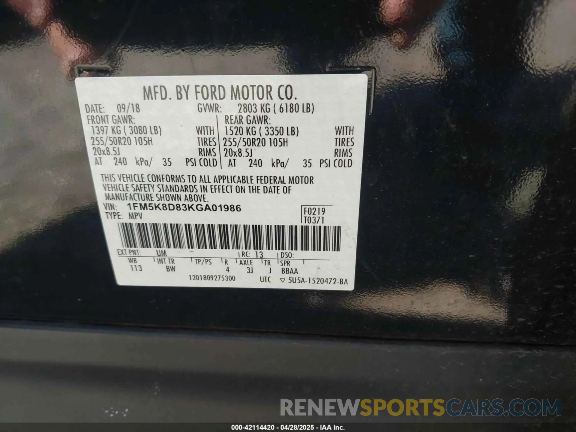 9 Фотография поврежденного автомобиля 1FM5K8D83KGA01986 FORD EXPLORER 2019