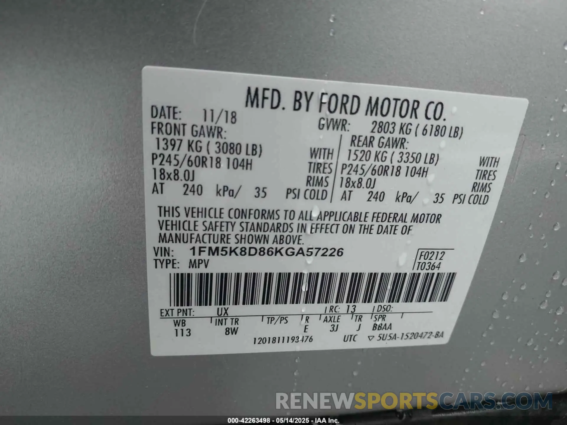 9 Photograph of a damaged car 1FM5K8D86KGA57226 FORD EXPLORER 2019