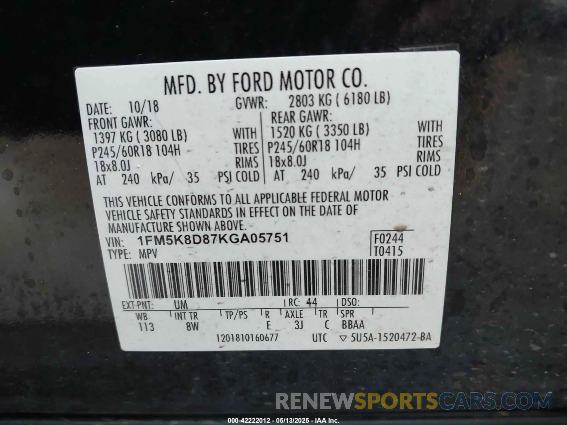 9 Фотография поврежденного автомобиля 1FM5K8D87KGA05751 FORD EXPLORER 2019