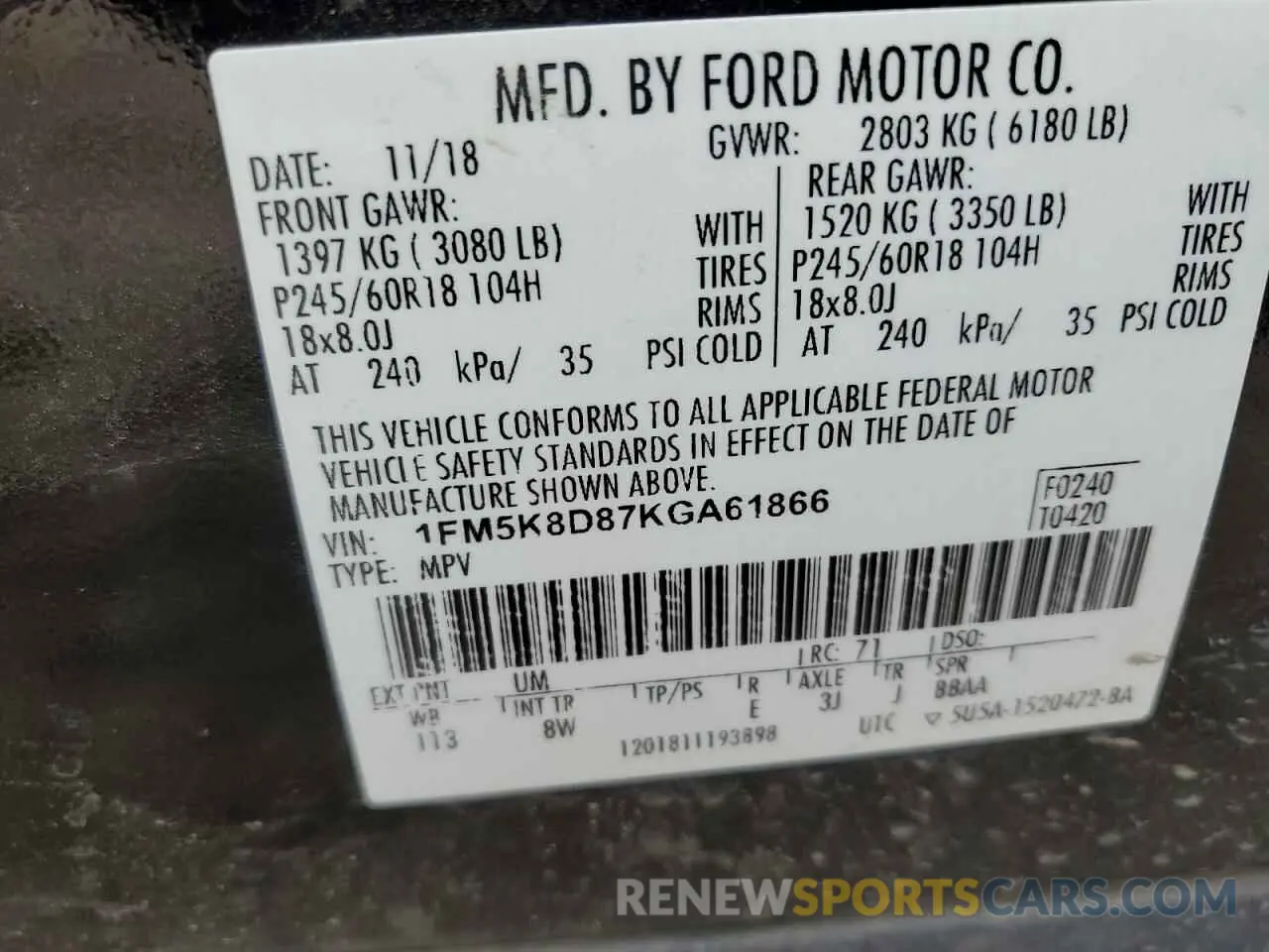15 Photograph of a damaged car 1FM5K8D87KGA61866 FORD EXPLORER 2019