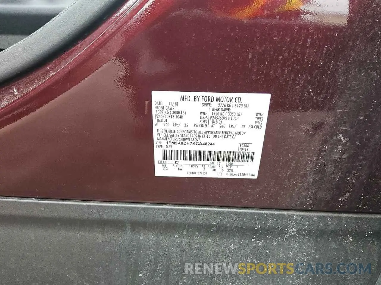 13 Photograph of a damaged car 1FM5K8DH7KGA48244 FORD EXPLORER 2019