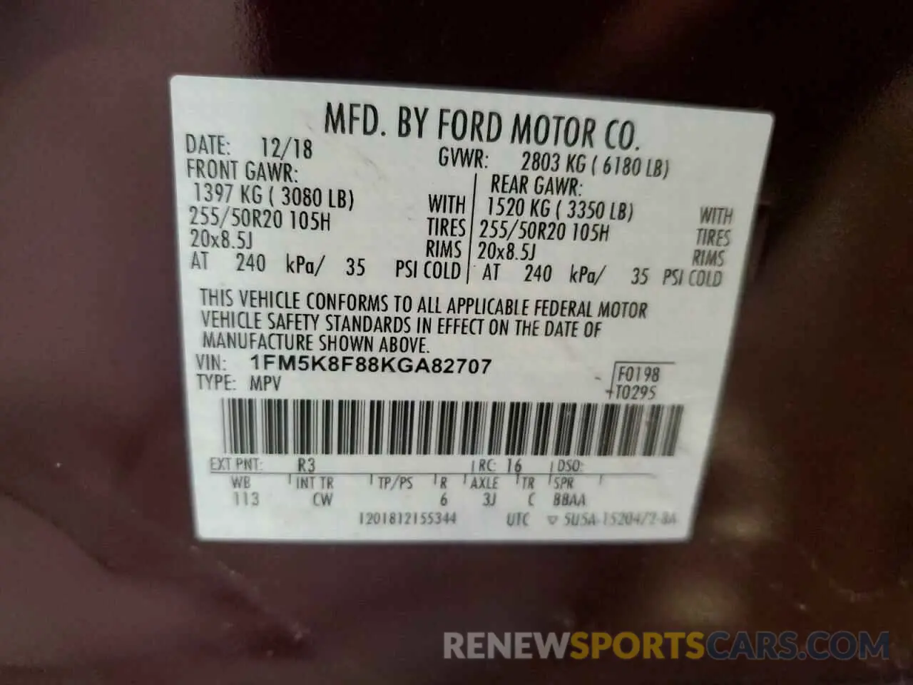 14 Photograph of a damaged car 1FM5K8F88KGA82707 FORD EXPLORER 2019
