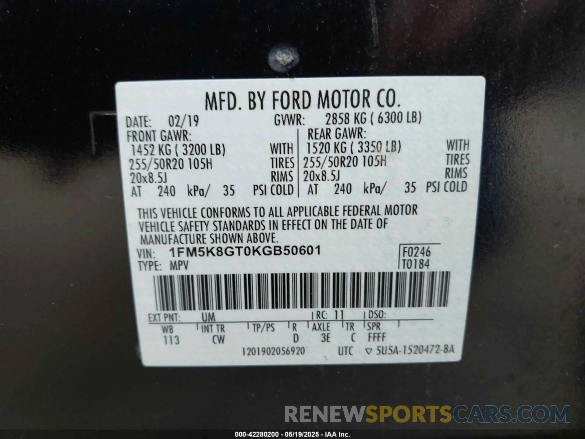 9 Photograph of a damaged car 1FM5K8GT0KGB50601 FORD EXPLORER 2019