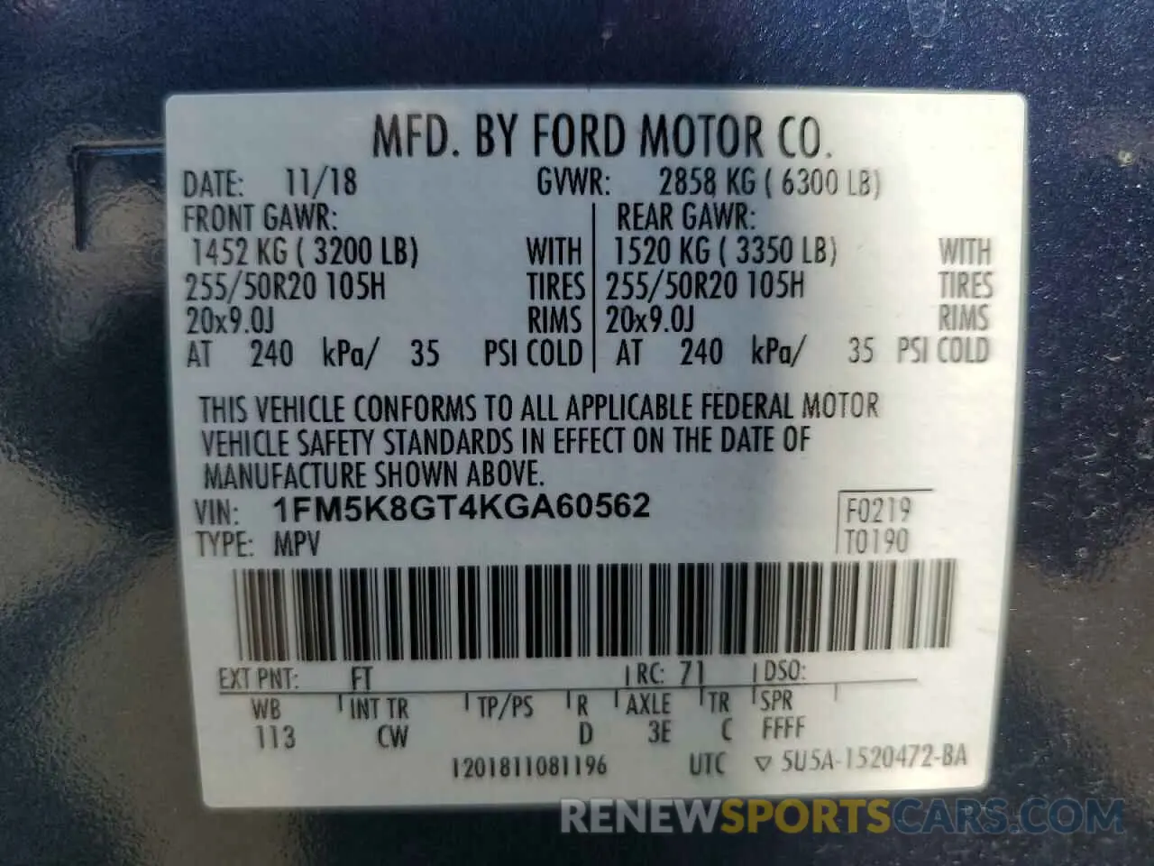 13 Фотография поврежденного автомобиля 1FM5K8GT4KGA60562 FORD EXPLORER 2019
