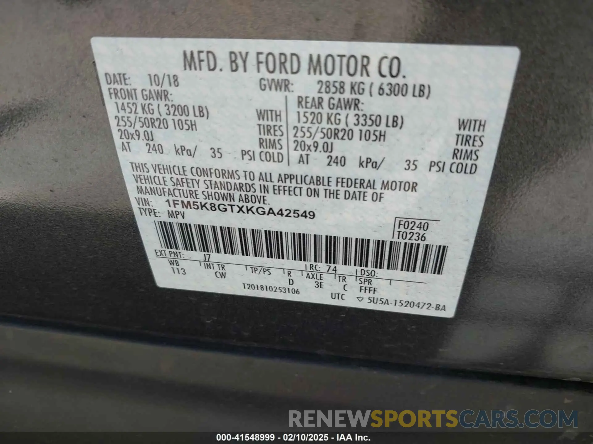 9 Photograph of a damaged car 1FM5K8GTXKGA42549 FORD EXPLORER 2019