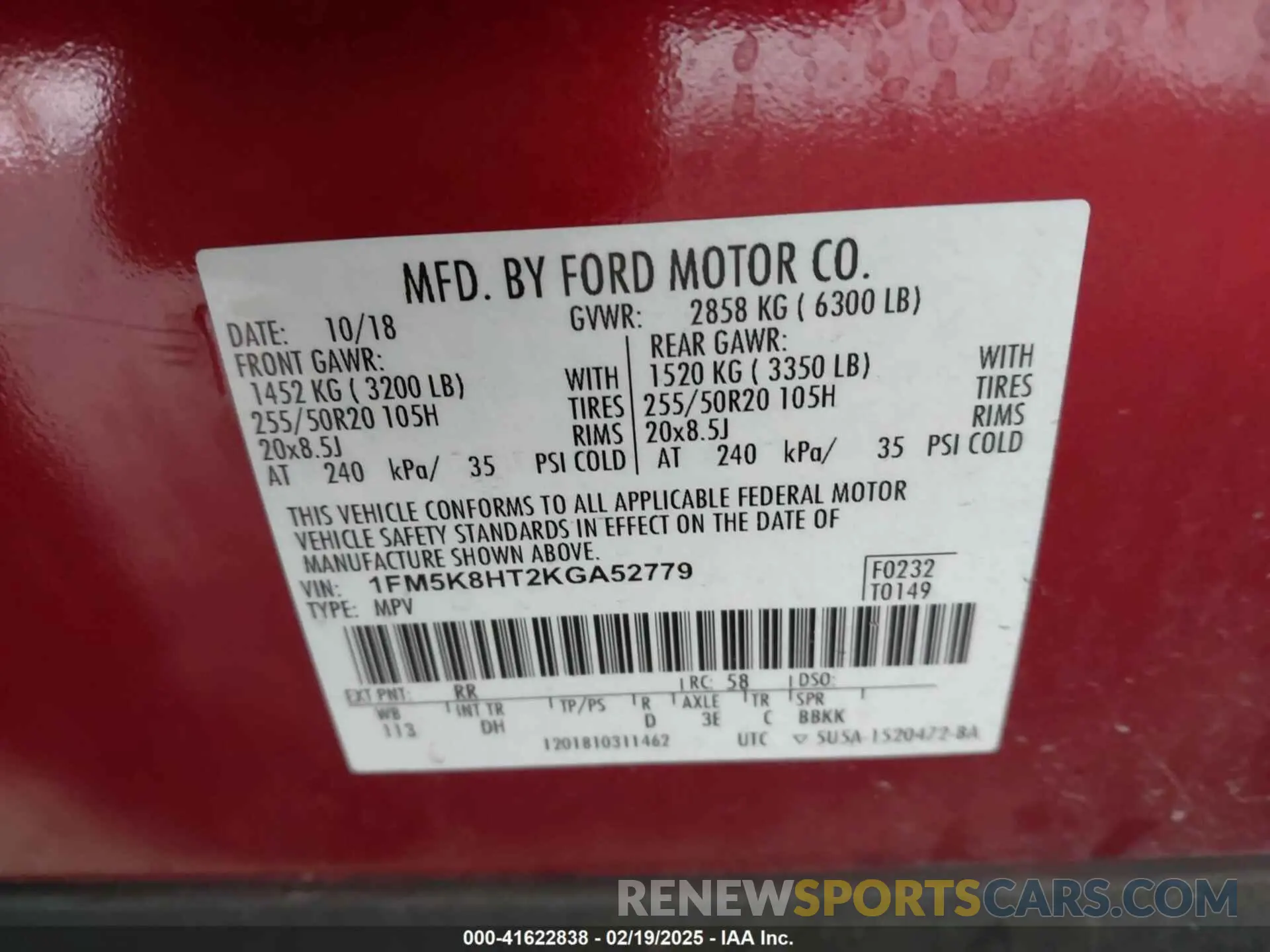 9 Photograph of a damaged car 1FM5K8HT2KGA52779 FORD EXPLORER 2019