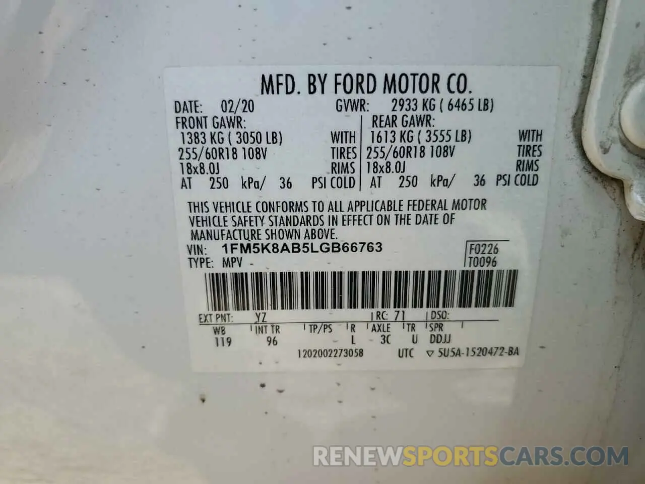 13 Photograph of a damaged car 1FM5K8AB5LGB66763 FORD EXPLORER 2020
