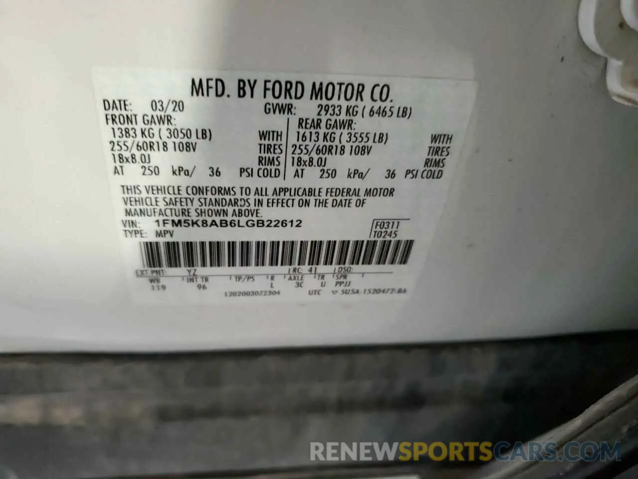 13 Photograph of a damaged car 1FM5K8AB6LGB22612 FORD EXPLORER 2020