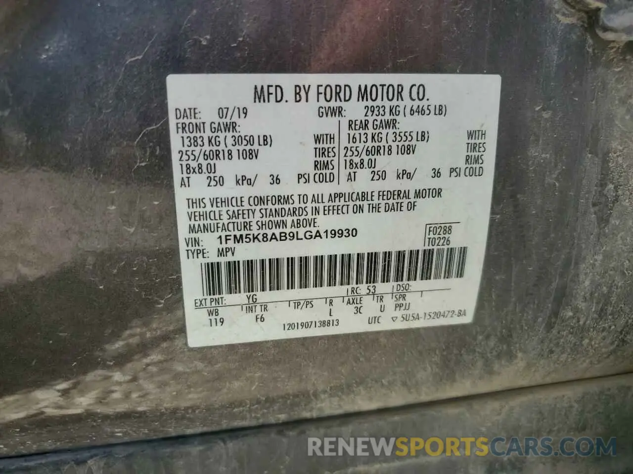 12 Фотография поврежденного автомобиля 1FM5K8AB9LGA19930 FORD EXPLORER 2020