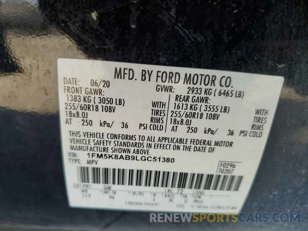 13 Photograph of a damaged car 1FM5K8AB9LGC51380 FORD EXPLORER 2020