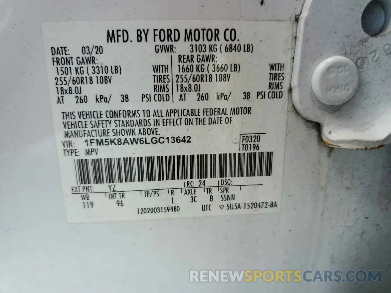 14 Фотография поврежденного автомобиля 1FM5K8AW6LGC13642 FORD EXPLORER 2020