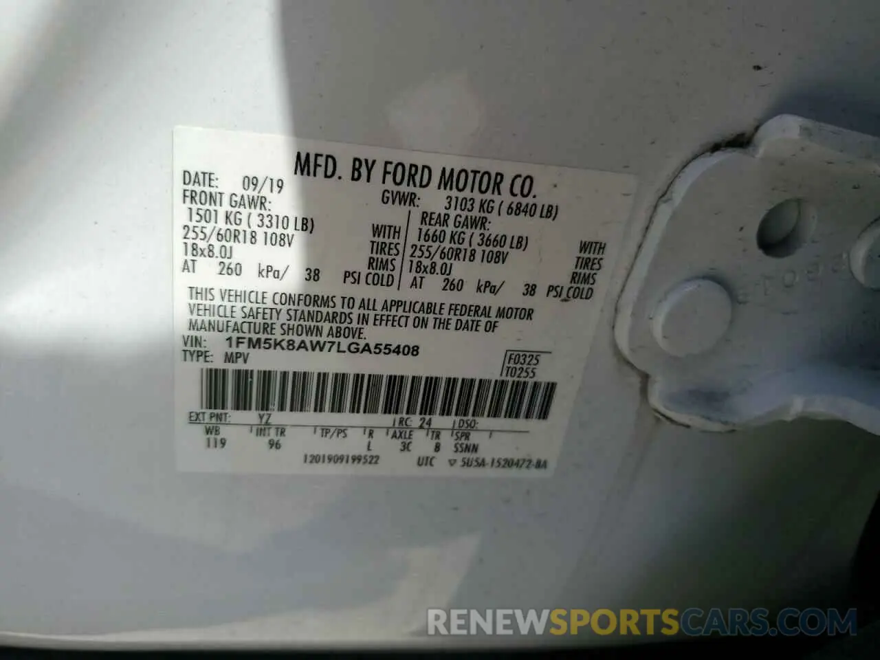 13 Photograph of a damaged car 1FM5K8AW7LGA55408 FORD EXPLORER 2020