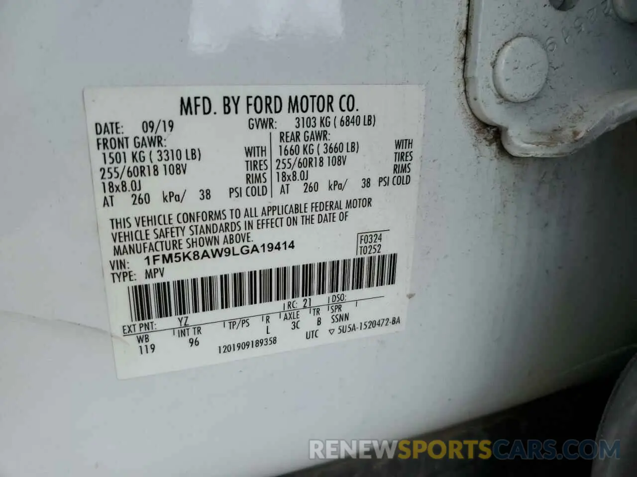 13 Photograph of a damaged car 1FM5K8AW9LGA19414 FORD EXPLORER 2020