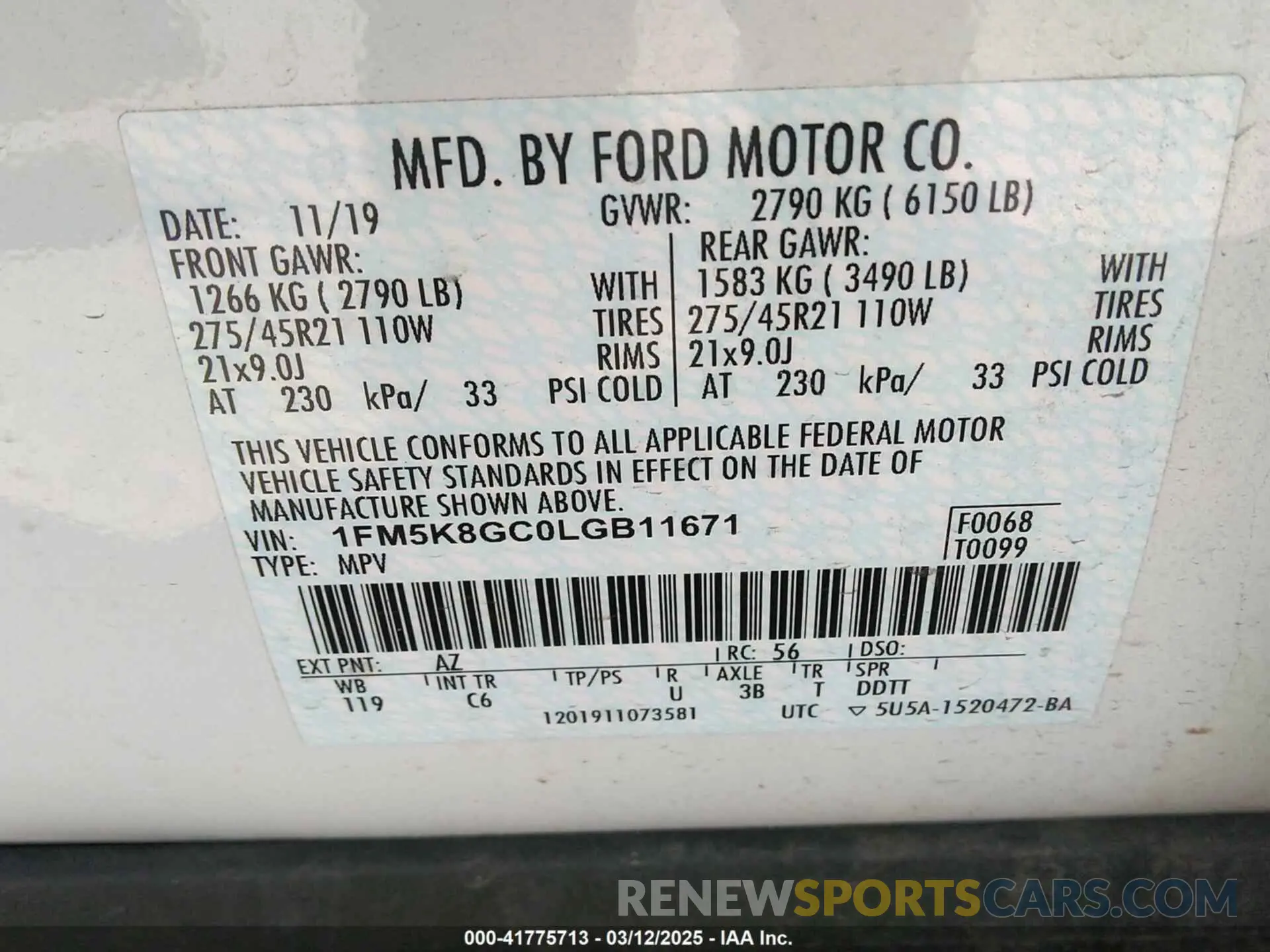 9 Photograph of a damaged car 1FM5K8GC0LGB11671 FORD EXPLORER 2020