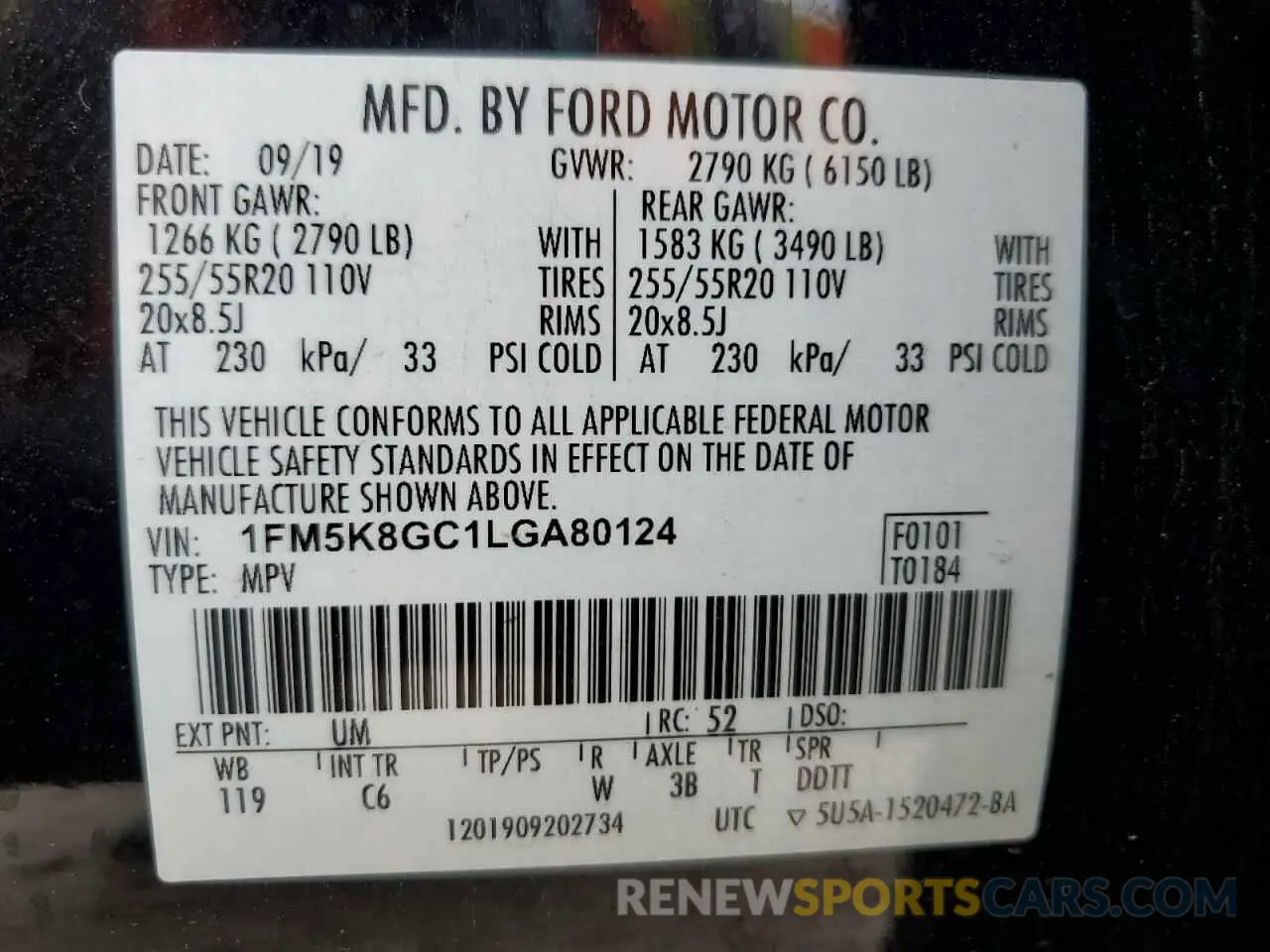 13 Фотография поврежденного автомобиля 1FM5K8GC1LGA80124 FORD EXPLORER 2020