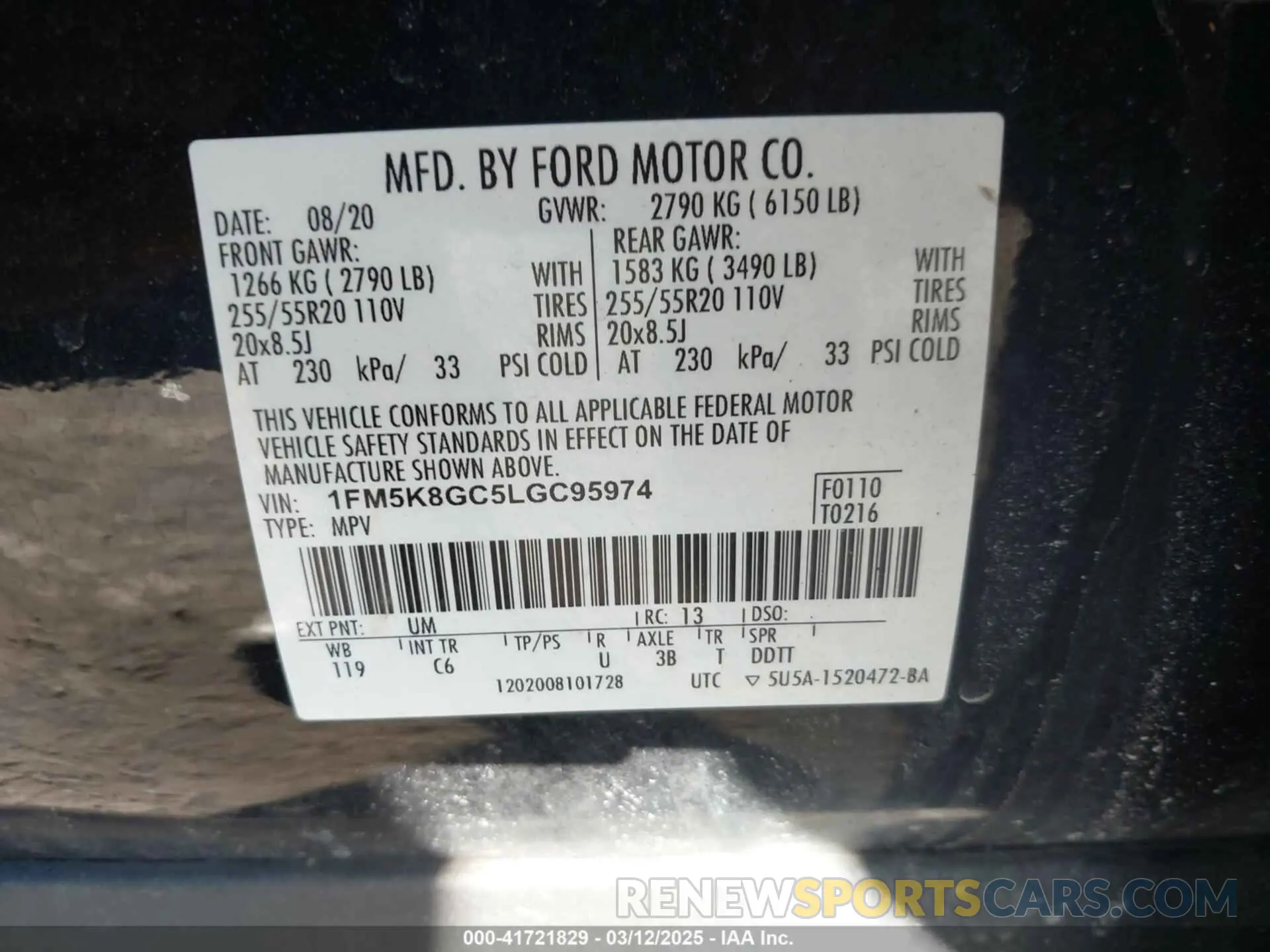 9 Фотография поврежденного автомобиля 1FM5K8GC5LGC95974 FORD EXPLORER 2020