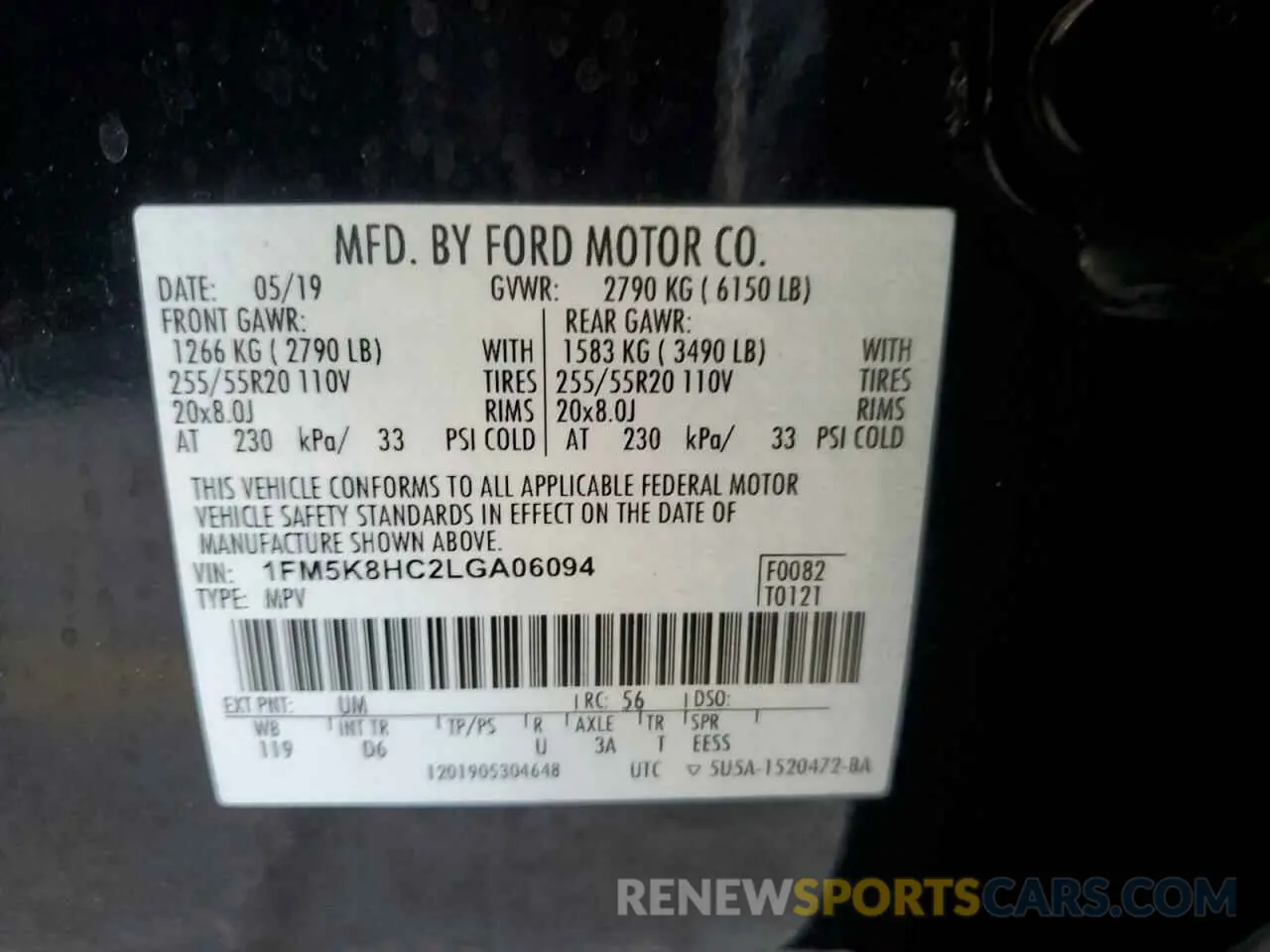13 Photograph of a damaged car 1FM5K8HC2LGA06094 FORD EXPLORER 2020