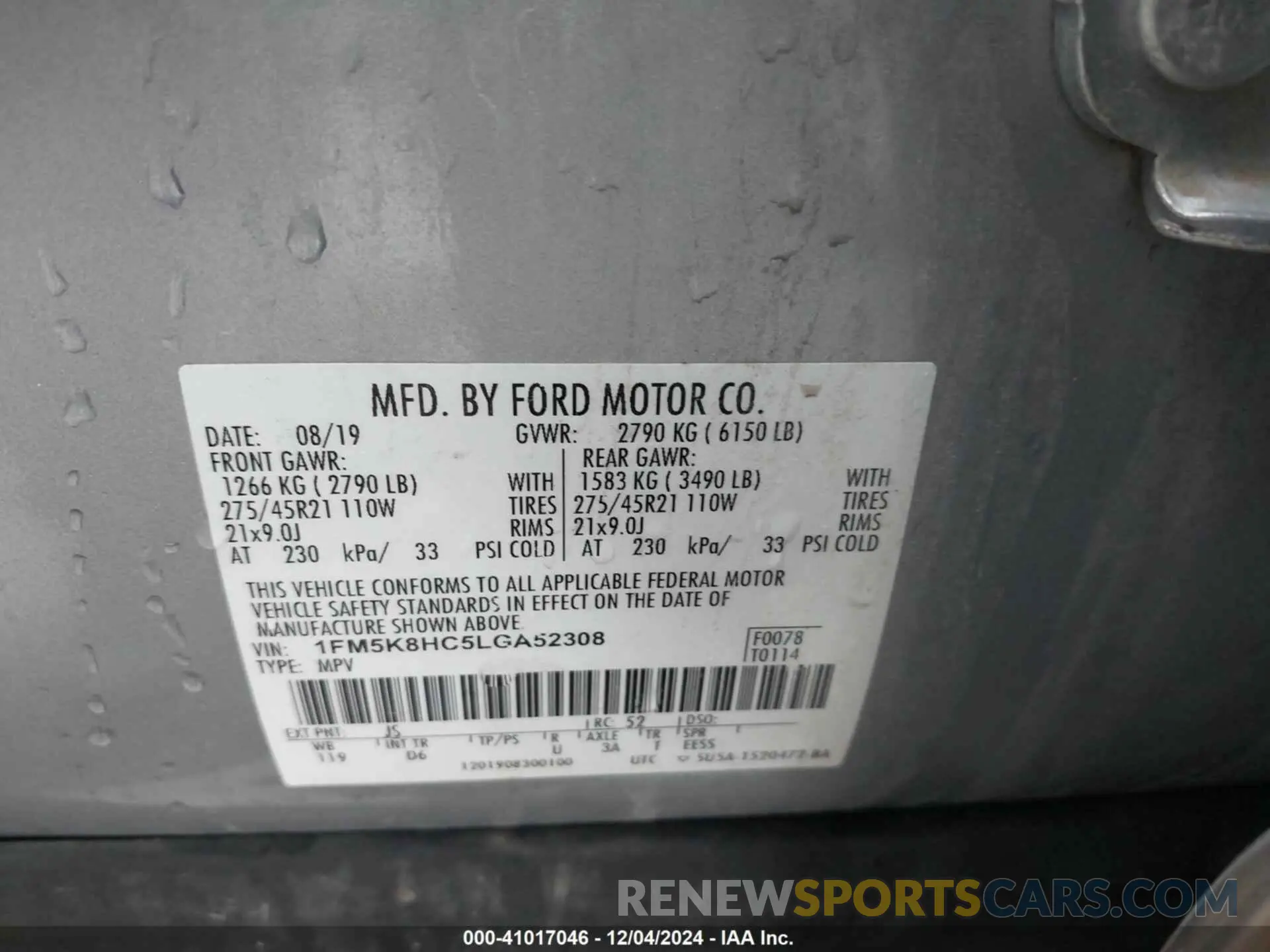 9 Фотография поврежденного автомобиля 1FM5K8HC5LGA52308 FORD EXPLORER 2020