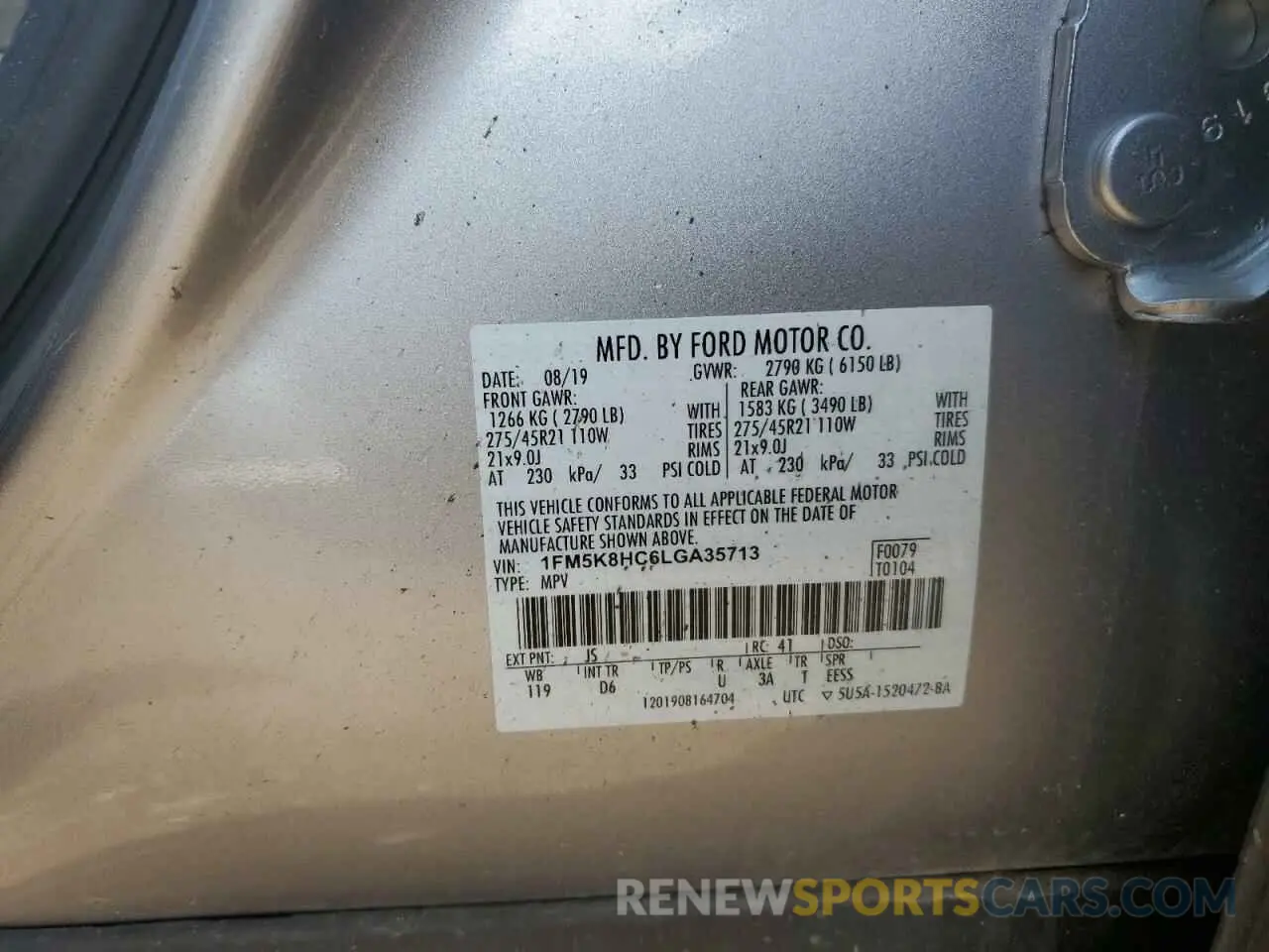 12 Фотография поврежденного автомобиля 1FM5K8HC6LGA35713 FORD EXPLORER 2020