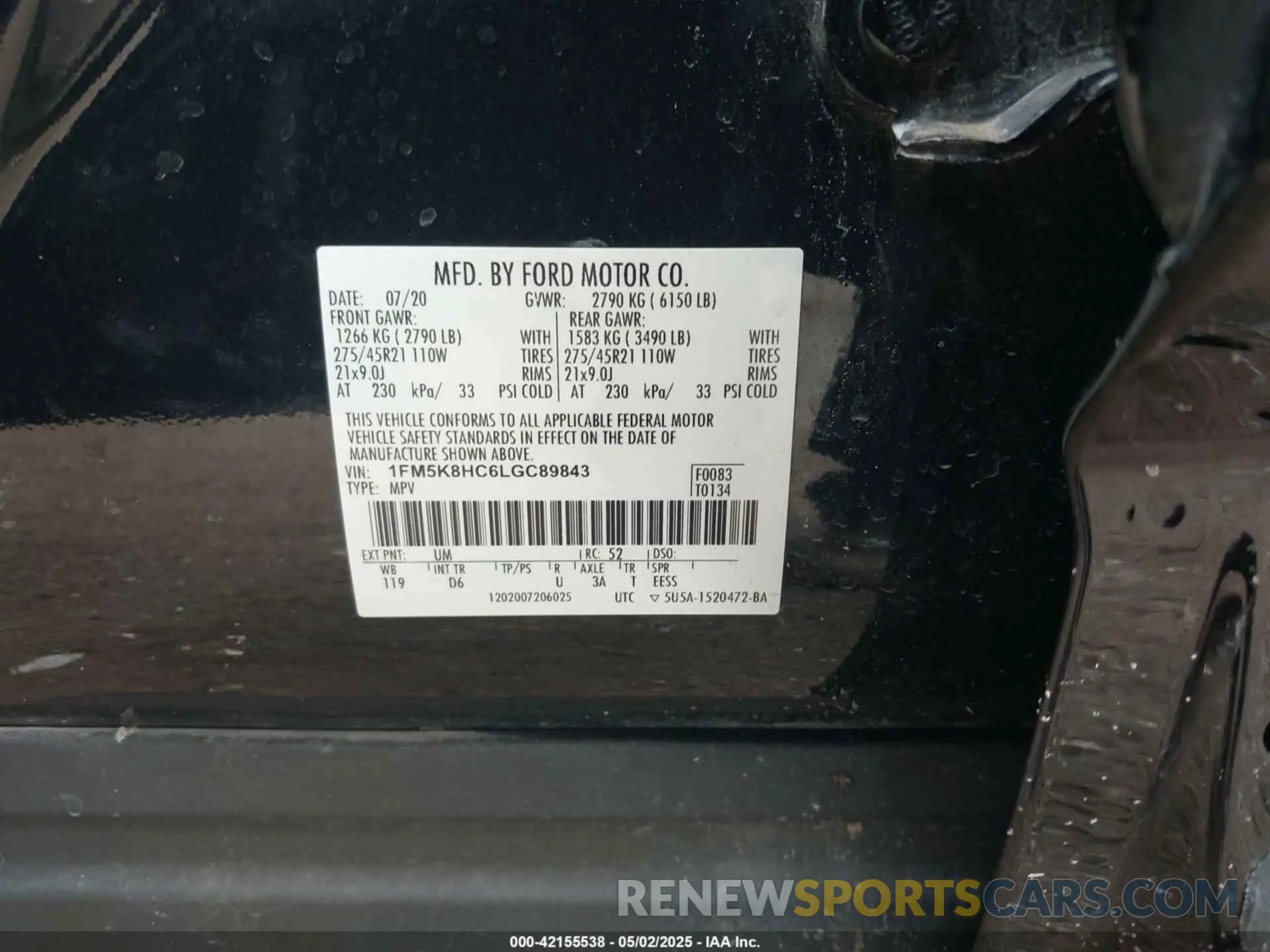 9 Photograph of a damaged car 1FM5K8HC6LGC89843 FORD EXPLORER 2020