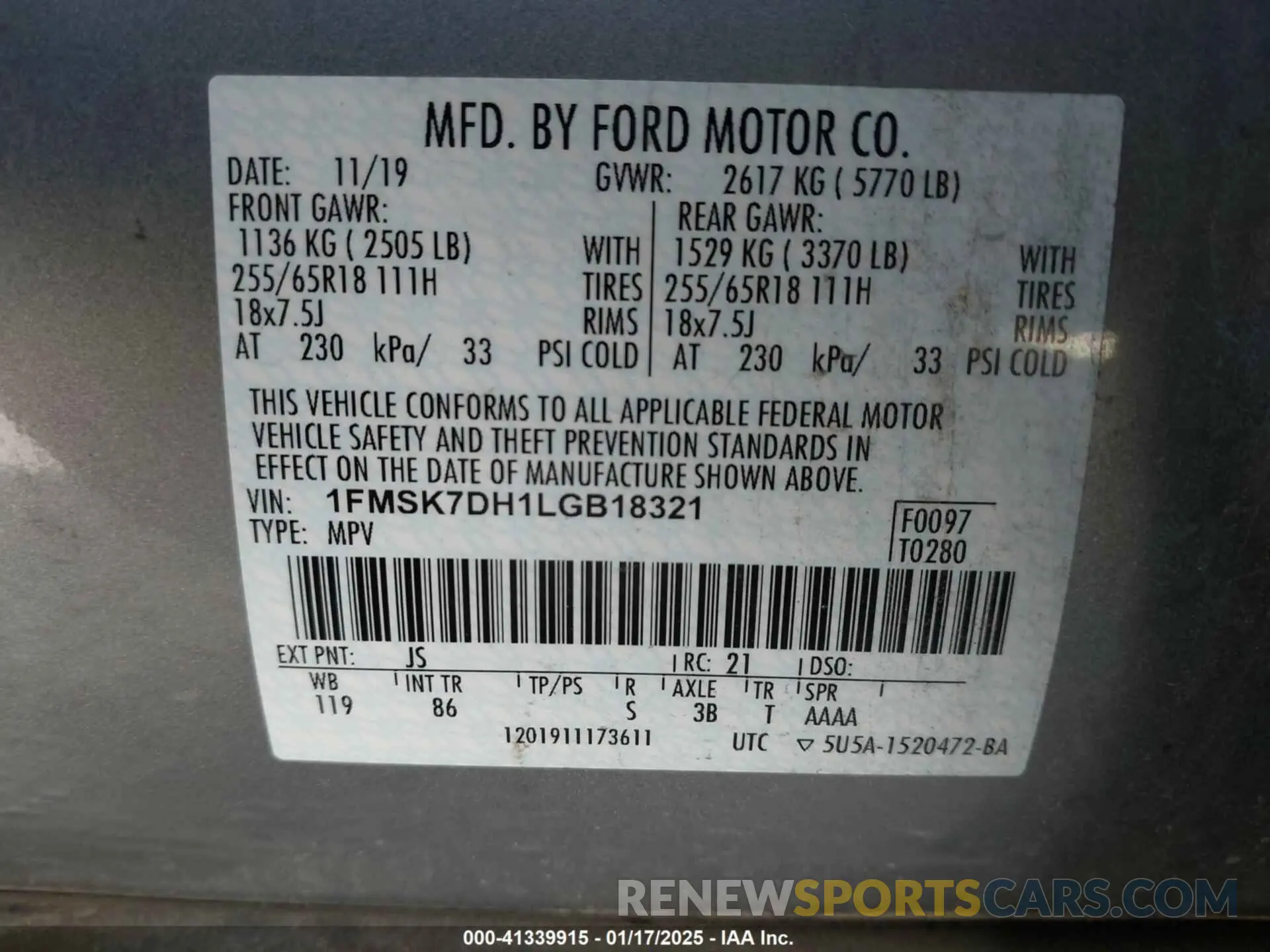 9 Фотография поврежденного автомобиля 1FMSK7DH1LGB18321 FORD EXPLORER 2020