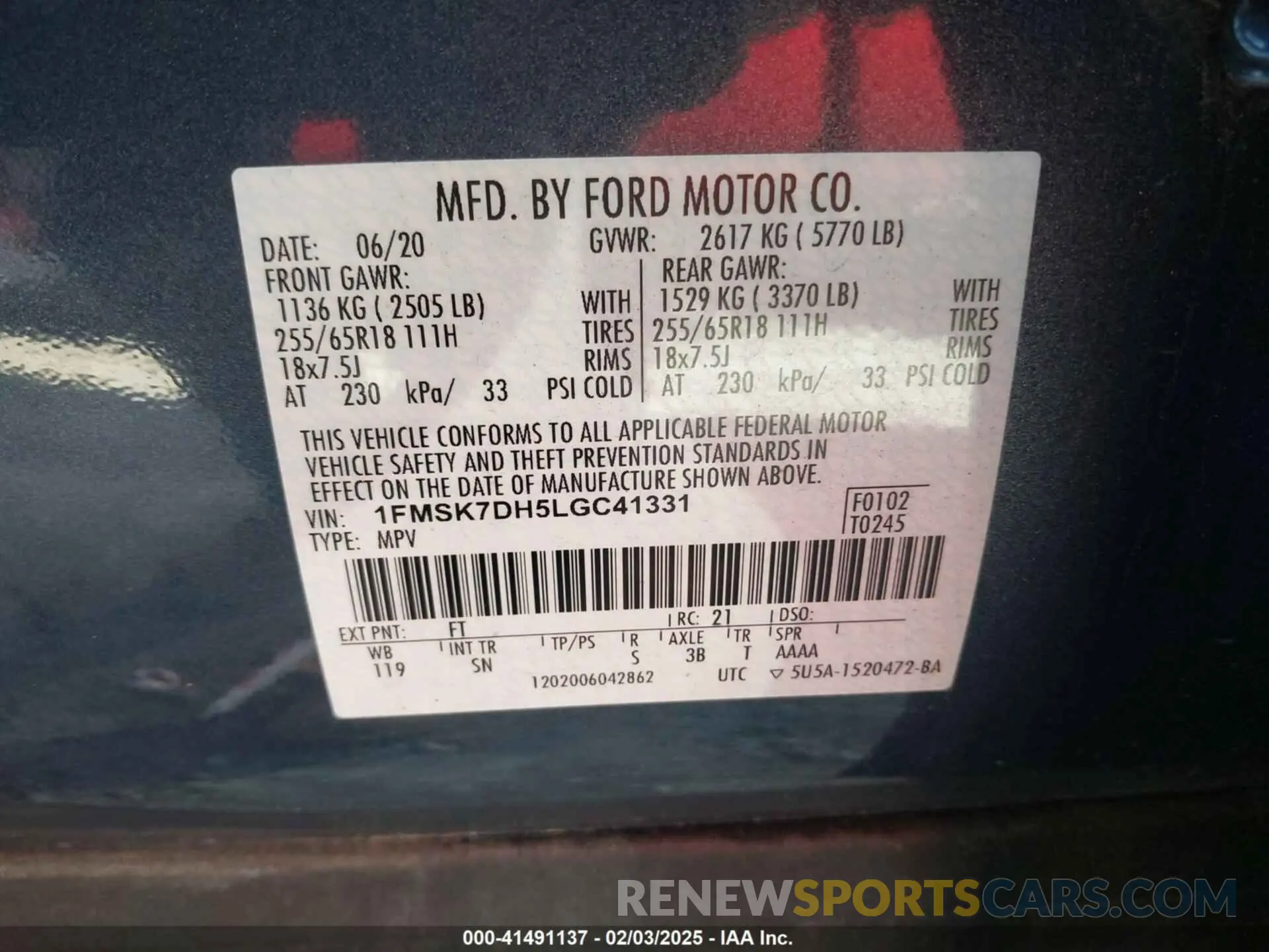 9 Фотография поврежденного автомобиля 1FMSK7DH5LGC41331 FORD EXPLORER 2020