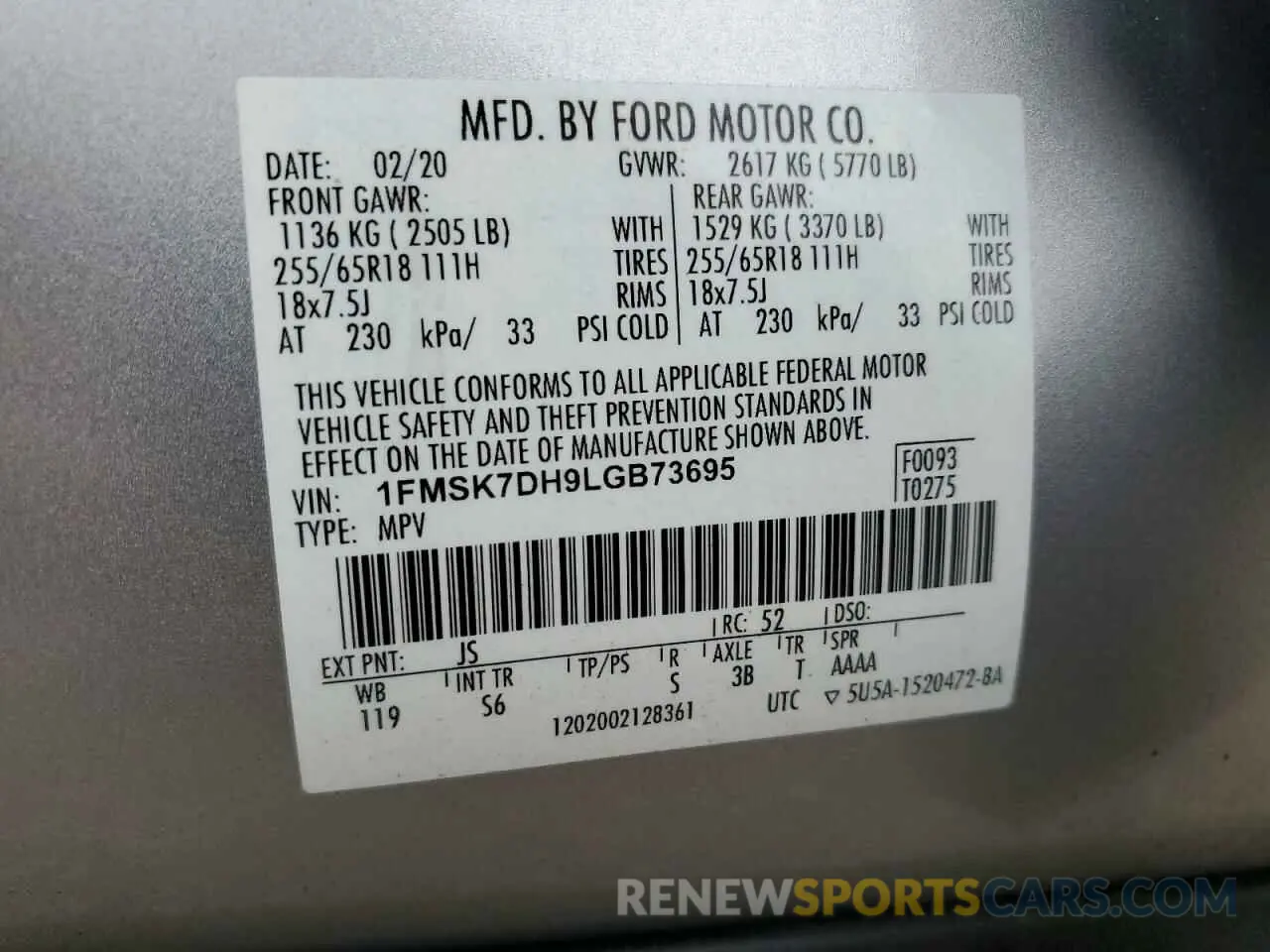 13 Фотография поврежденного автомобиля 1FMSK7DH9LGB73695 FORD EXPLORER 2020