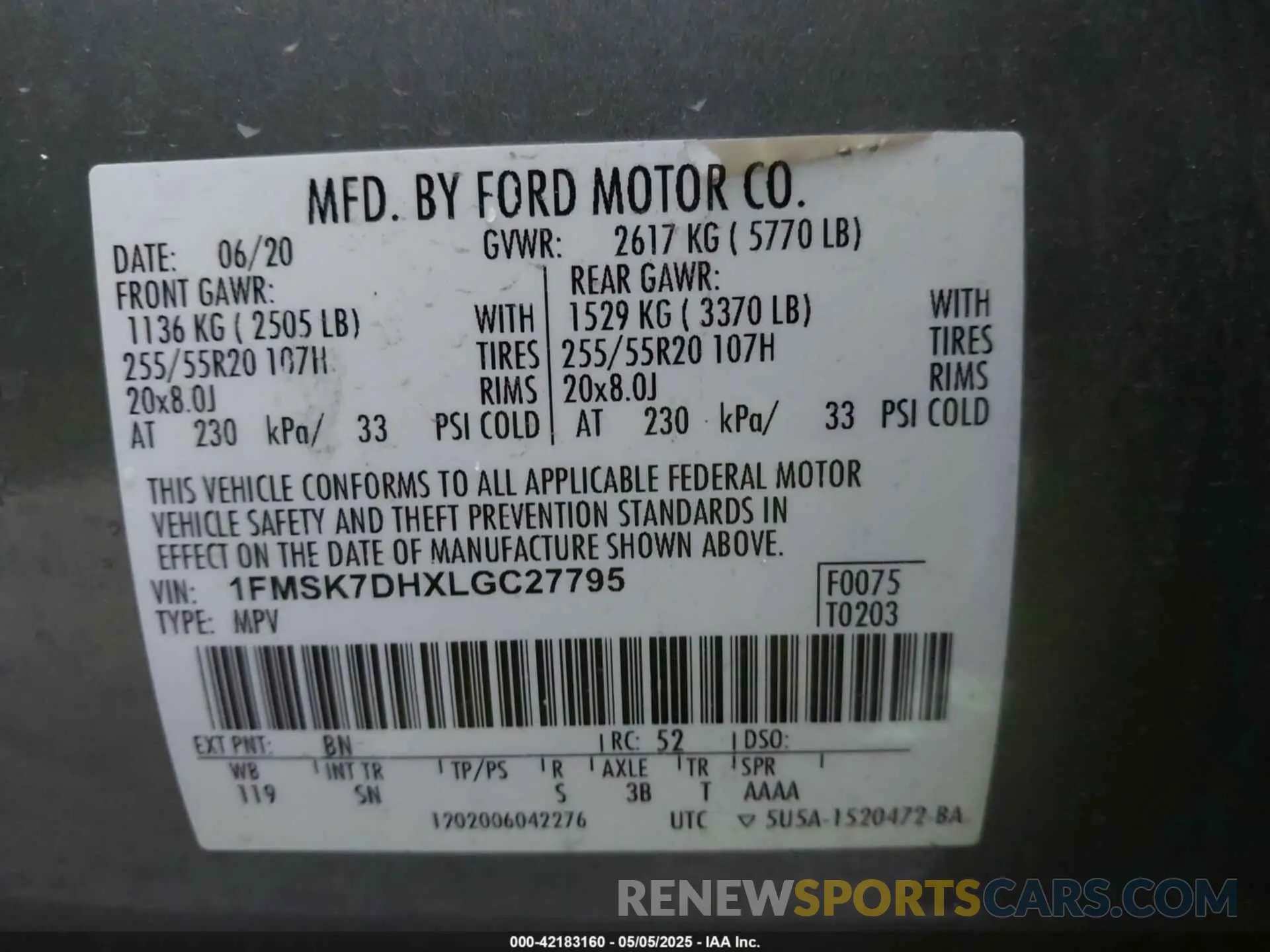 9 Photograph of a damaged car 1FMSK7DHXLGC27795 FORD EXPLORER 2020