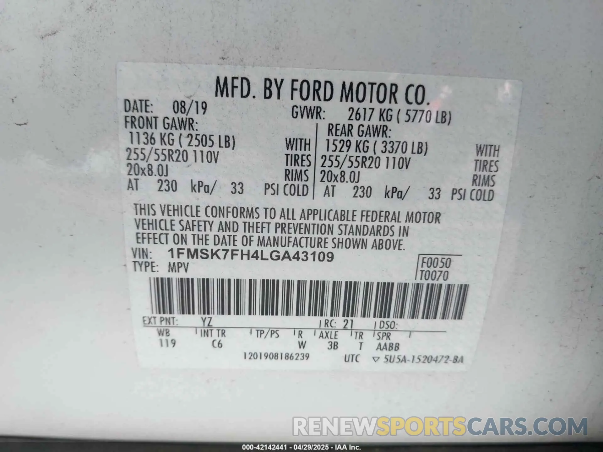 9 Фотография поврежденного автомобиля 1FMSK7FH4LGA43109 FORD EXPLORER 2020