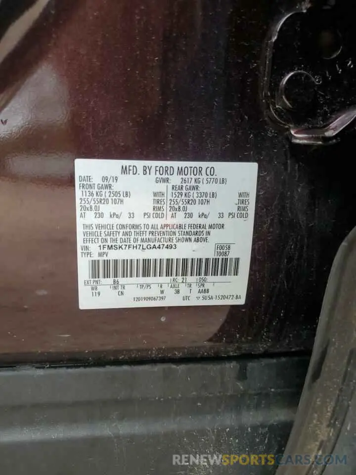 13 Photograph of a damaged car 1FMSK7FH7LGA47493 FORD EXPLORER 2020